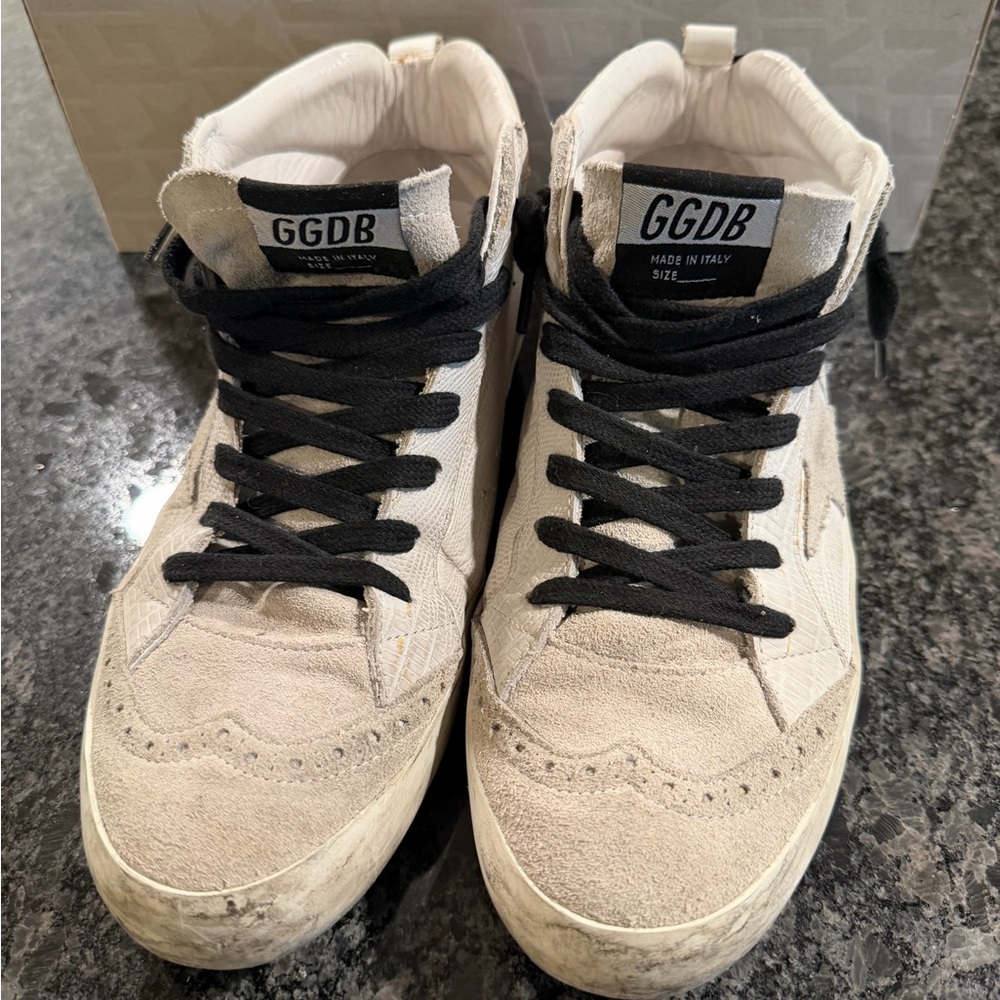 RARE Golden Goose Mid Star Sneakers White Python & Suede Size 39 EUC w Dust Bag🖤 - Picture 4 of 17